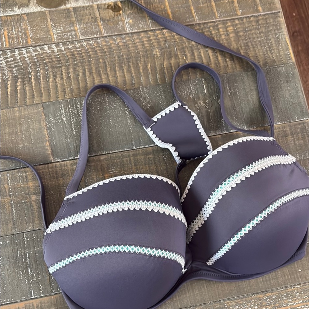 Shade & Shore Aqua Bikini Top with Gray Accents